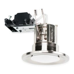 ValueLights Downlight Fire Rated Ceiling Light Fitting 4 Pack With Warm White Bulbs in Silver - thumbnail 1