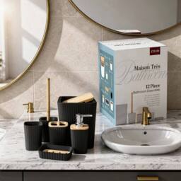 GAVENO CAVAILIA Isla 12 Pieces Bathroom Accessories Set in Black - thumbnail 1