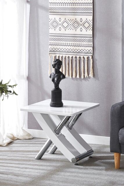 Modernique MDF Gloss Finish Side End Table in White - image 1