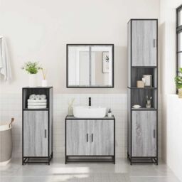 Berkfield Home Bathroom Cabinet Grey Sonoma 35x37.5x100 cm Engineered Wood - thumbnail 3