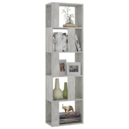 Berkfield Home Book Cabinet/Room Divider Concrete Grey 45x24x159 cm Engineered Wood - Size: 45 x 24 x 159 cm - thumbnail 3
