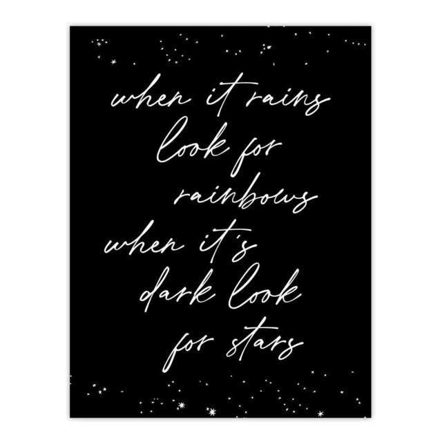 "Artery8 When It's Dark Look For Stars Modern Motivational Wall Art Print in Black - Size: W18"" x H24""" - image 1