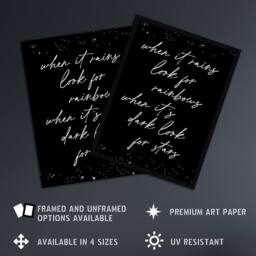 "Artery8 When It's Dark Look For Stars Modern Motivational Wall Art Print in Black - Size: W18"" x H24""" - thumbnail 2