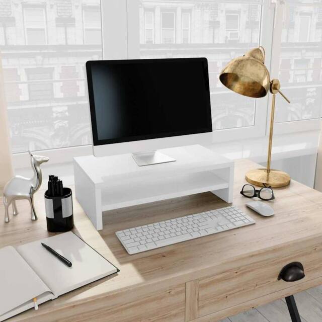Berkfield Home Monitor Stand White 42x24x13 cm Engineered Wood - Size: 42 x 24 x 13 cm - image 1