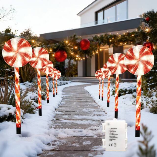 Shatchi Red Lollipop Candy Cane Lights Set of 4 - 72 LED, 63cm, 8 Modes - Size: 2 Pack - image 1