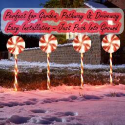Shatchi Red Lollipop Candy Cane Lights Set of 4 - 72 LED, 63cm, 8 Modes - Size: 2 Pack - thumbnail 5