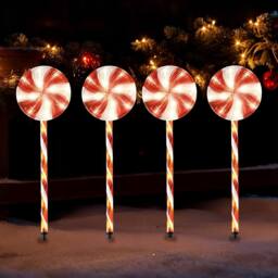 Shatchi Red Lollipop Candy Cane Lights Set of 4 - 72 LED, 63cm, 8 Modes - Size: 2 Pack - thumbnail 2