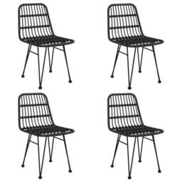 Berkfield Home 5 Piece Garden Dining Set Black Poly Rattan - thumbnail 4