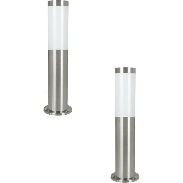 Loops 2 PACK IP44 Outdoor Bollard Light Stainless Steel 12W E27 450mm Driveway Post in Metallics - image 1