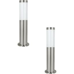Loops 2 PACK IP44 Outdoor Bollard Light Stainless Steel 12W E27 450mm Driveway Post in Metallics
