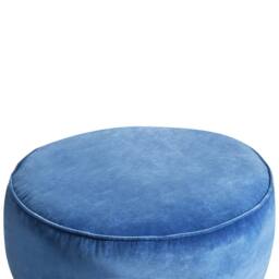 Wyld and Coco Blue Velvet Round Pouffe Ottoman with Handle - thumbnail 4