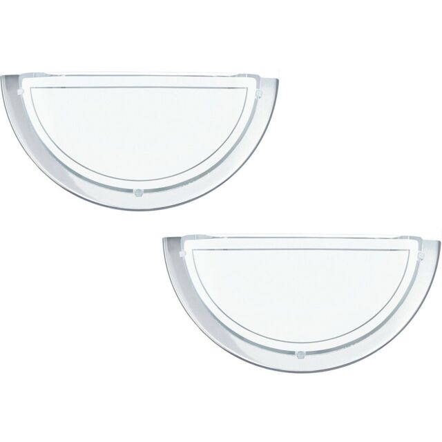 Loops 2 PACK Wall Light Colour Chrome Shade White Clear Glass Painted Bulb E27 1x60W - image 1