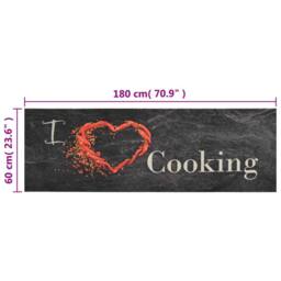 Berkfield Home Kitchen Rug Washable Cooking Black 60x180 cm Velvet - thumbnail 5