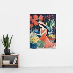 Artery8 The Market By Sylvia Day Sitting Danish Pastel Aesthetic Floral Matisse Style Flowers Dutch Extra Large XL Wall Art Poster Print - thumbnail 4