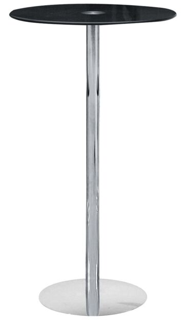 Orsina Sleek Black Tempered Glass Bar Table, Tempered Glass Top Table For Kitchen, Polished Chrome Base Bar Table - image 1