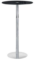 Orsina Sleek Black Tempered Glass Bar Table, Tempered Glass Top Table For Kitchen, Polished Chrome Base Bar Table - thumbnail 1