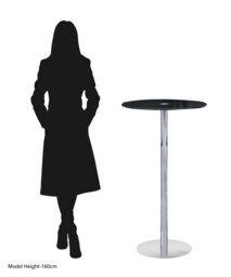 Orsina Sleek Black Tempered Glass Bar Table, Tempered Glass Top Table For Kitchen, Polished Chrome Base Bar Table - thumbnail 3
