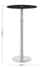Orsina Sleek Black Tempered Glass Bar Table, Tempered Glass Top Table For Kitchen, Polished Chrome Base Bar Table - thumbnail 2