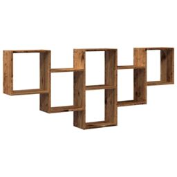 Berkfield Home Wall Shelf Old Wood 159x18x66 cm Engineered Wood in Brown - Size: 159 x 18 x 66 cm - thumbnail 2
