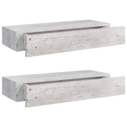 Berkfield Home Wall Drawer Shelves 2 pcs Concrete Grey 60x23.5x10cm MDF - Size: 60x23.5x10 cm - thumbnail 2