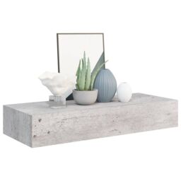 Berkfield Home Wall Drawer Shelves 2 pcs Concrete Grey 60x23.5x10cm MDF - Size: 60x23.5x10 cm - thumbnail 3