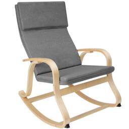 tectake Rocking Chair Roca - Armrests, Comfortable Padding, Floor Protectors in Light Grey - thumbnail 1