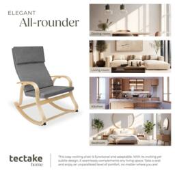 tectake Rocking Chair Roca - Armrests, Comfortable Padding, Floor Protectors in Light Grey - thumbnail 7