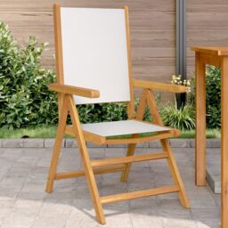 Berkfield Home Garden Chairs 2 pcs Cream White Solid Wood Acacia & Fabric