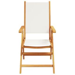 Berkfield Home Garden Chairs 2 pcs Cream White Solid Wood Acacia & Fabric - thumbnail 5