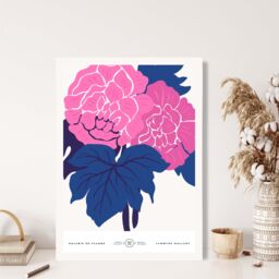 ARTZE Pink & Blue Allium Flower Market Gallery Framed Print SIZE: A4 with White Frame in Mid Blue - thumbnail 2