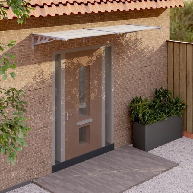 Berkfield Home Door Canopy Grey & Transparent 239x90 cm Polycarbonate in Clear - image 1