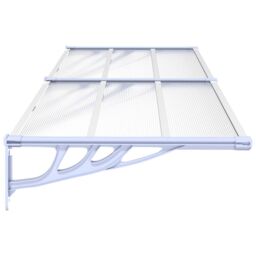 Berkfield Home Door Canopy Grey & Transparent 239x90 cm Polycarbonate in Clear - thumbnail 4