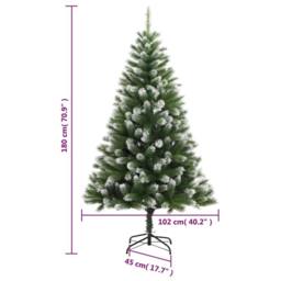 Berkfield Home Beautiful Artificial Hinged Christmas Tree with Flocked Snow 180 cm in Green - thumbnail 9