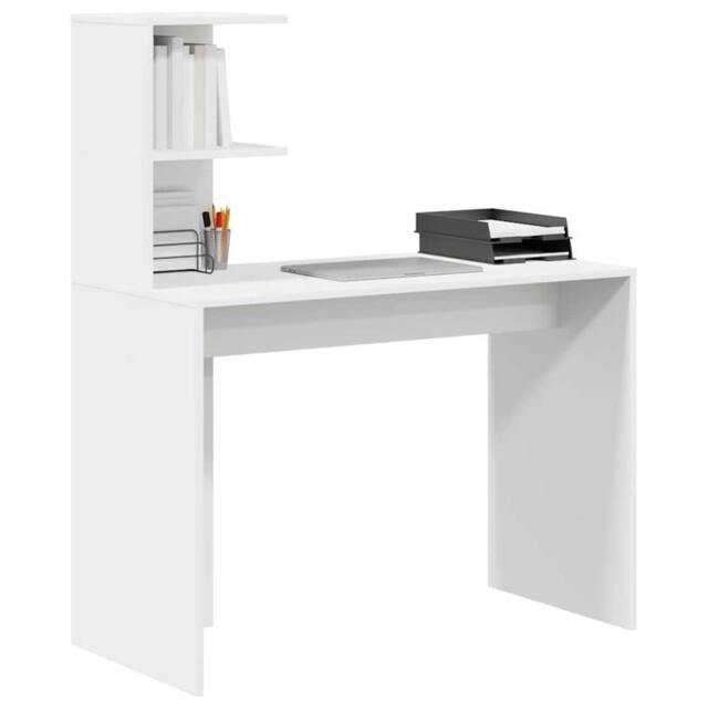 Berkfield Home White White Writing Desk White MDF Compact Decorative Inlays - image 1