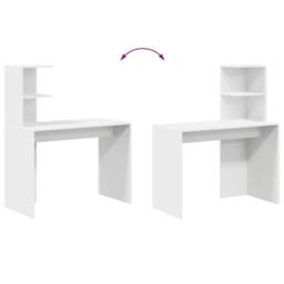 Berkfield Home White White Writing Desk White MDF Compact Decorative Inlays - thumbnail 9