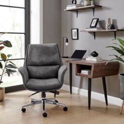 FurnitureboxUK Omni Luxury Black Faux Leather & Silver Office Chair - thumbnail 2