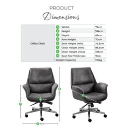 FurnitureboxUK Omni Luxury Black Faux Leather & Silver Office Chair - thumbnail 9