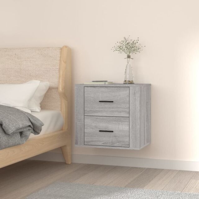 Berkfield Home Wall-mounted Bedside Cabinet Grey Sonoma 50x36x47 cm - Size: 50 x 36 x 47 cm - image 1