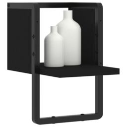Berkfield Home Wall Shelf with Bar Black 20x25x30 cm - Size: 20 x 25 x 30 cm - thumbnail 3