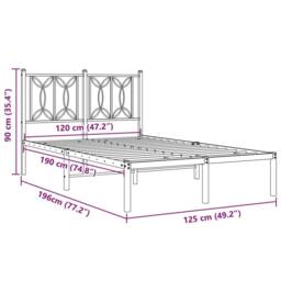 Berkfield Home Metal Bed Frame without Mattress with Headboard Black 120x190cm - Size: 120x190 cm - thumbnail 8