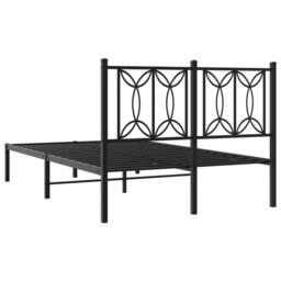 Berkfield Home Metal Bed Frame without Mattress with Headboard Black 120x190cm - Size: 120x190 cm - thumbnail 6