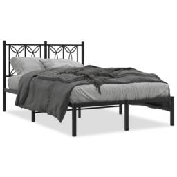 Berkfield Home Metal Bed Frame without Mattress with Headboard Black 120x190cm - Size: 120x190 cm - thumbnail 3
