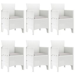Berkfield Home 7 Piece Garden Dining Set with Cushions White Poly Rattan - thumbnail 4