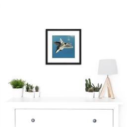Artery8 Dunaway Military USA F-22 Raptor Jet Photo 8X8 Inch Square Wooden Framed Wall Art Print Picture with Mount in Black - thumbnail 2