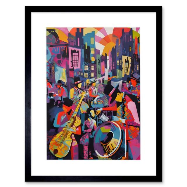 "Artery8 New Orleans Jazz Festival Street Musicians Music City Framed Art - Size: W12"" x H16""" - image 1