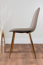 FurnitureboxUK Novara Chrome Metal 100cm Round Glass Dining Table & 4 Corona Gold Dining Chairs in Beige - thumbnail 3