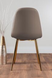 FurnitureboxUK Novara Chrome Metal 100cm Round Glass Dining Table & 4 Corona Gold Dining Chairs in Beige - thumbnail 8