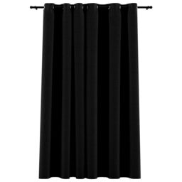Berkfield Home Linen-Look Blackout Curtains with Grommets Black 290x245cm - Size: 290x245 cm - thumbnail 2