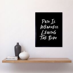 "Artery8 Wall Art Print Gym Decor Pain Is Weakness Leaving The Body Inspirational Exercise Decor Art Framed in Black - Size: W12"" x H16""" - thumbnail 2