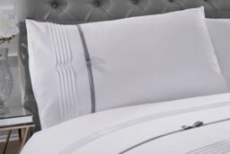 Rapport Home Clarissa Polycotton Duvet Cover Set With Pillowcase in White - Size: Single - thumbnail 2